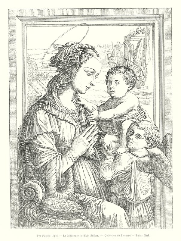 The Madonna and Child, Collection of Florence, Pitti Palace, by Fra Filippo Lippi (engraving) by Italian School