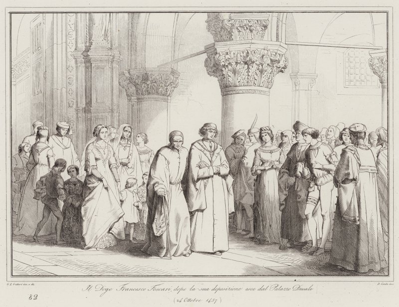 Doge Francesco Foscari, after his deposition, leaves the Ducal Palace by Italian School