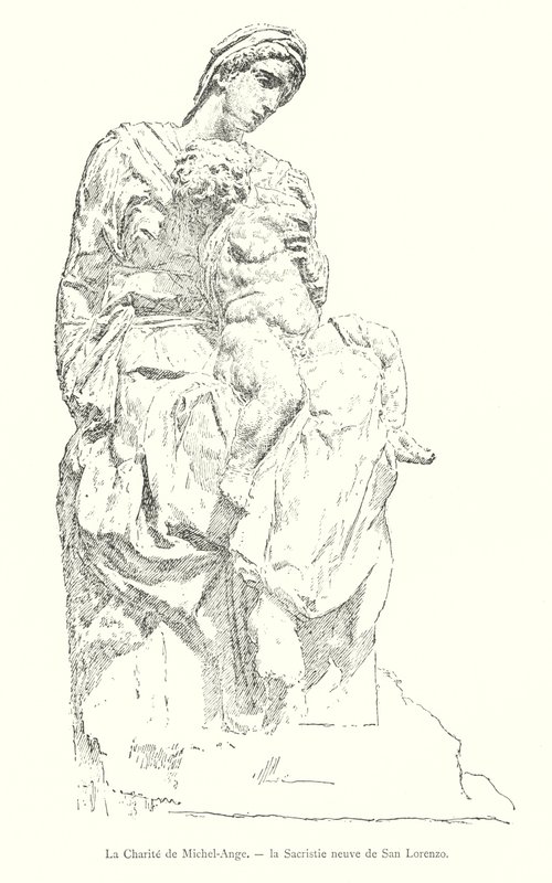 Charity by Michelangelo, New Sacristy of San Lorenzo (engraving) by Italian School