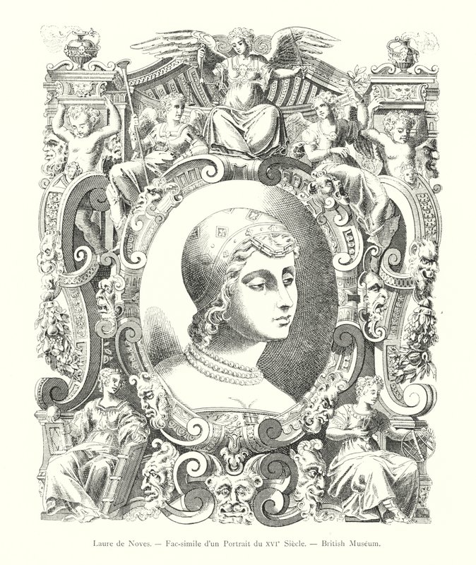 Laura de Noves, Fac-simile of a 16th Century Portrait, British Museum (engraving) by Italian School
