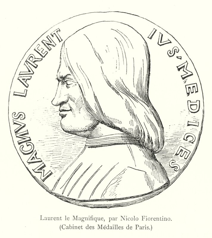 Lorenzo the Magnificent, by Nicolo Fiorentino, Cabinet des Medailles de Paris (engraving) by Italian School