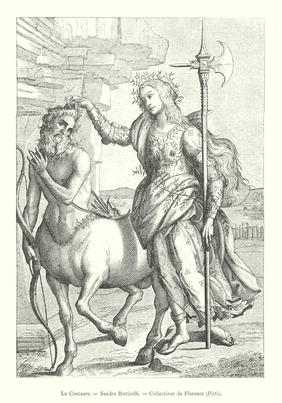 The Centaur, Sandro Botticelli, Florence Collections, Pitti (engraving) by Italian School
