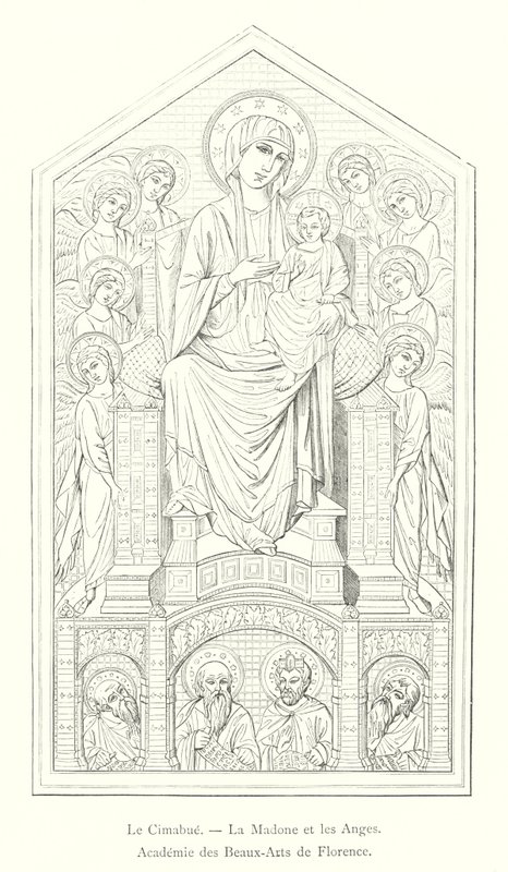 Cimabue, The Madonna and the Angels, Academy of Fine Arts of Florence (engraving) by Italian School