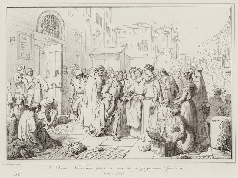 The Venetian Women Aid the Genoese Prisoners by Italian School