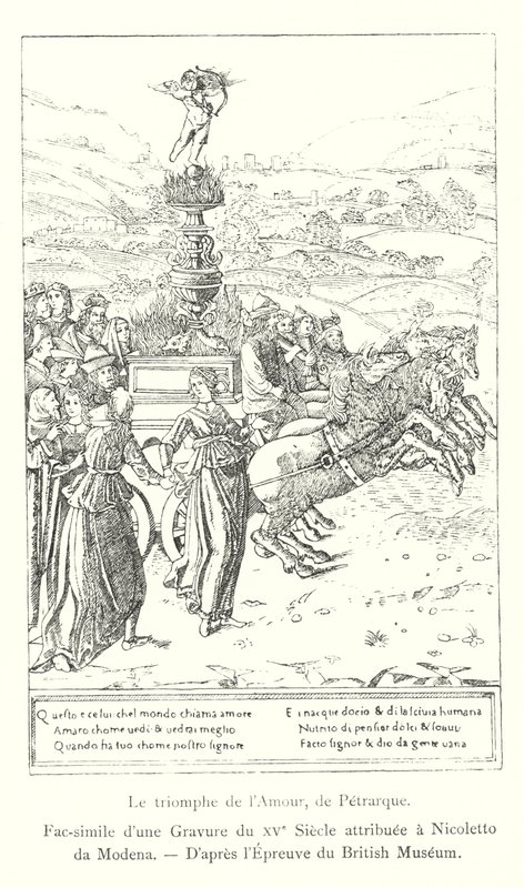 The Triumph of Love, by Petrarch, Fac-simile of a 15th Century Engraving attributed to Nicoletto da Modena, After the Proof from the British Museum (engraving) by Italian School