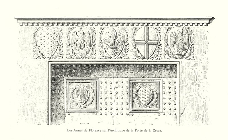 The Arms of Florence on the Architrave of the Zecca Gate (engraving) by Italian School