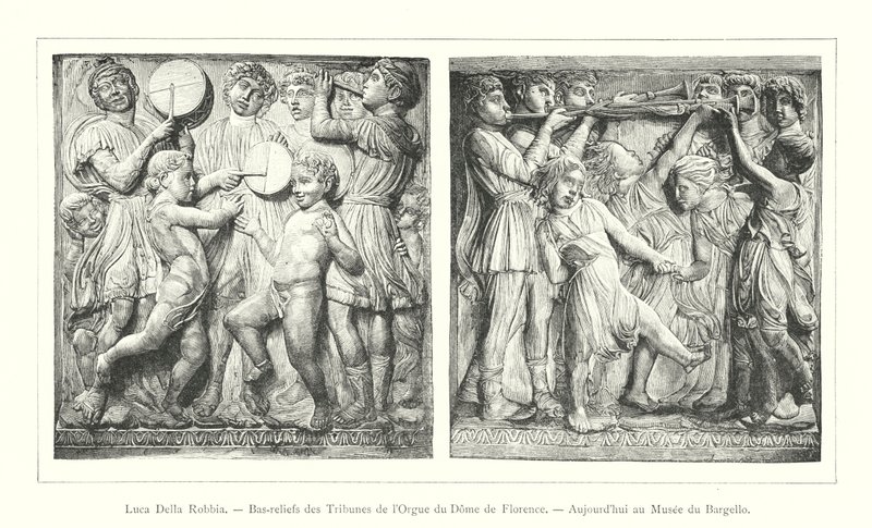 Luca Della Robbia, Bas-reliefs of the Organ Tribunes of the Florence Cathedral, Now in the Bargello Museum (engraving) by Italian School