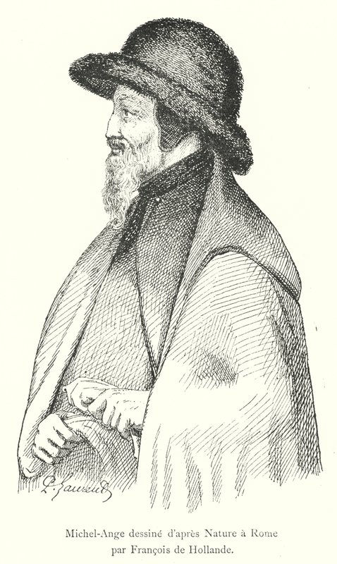 Michelangelo Drawn from Nature in Rome by Francois de Hollande (engraving) by Italian School