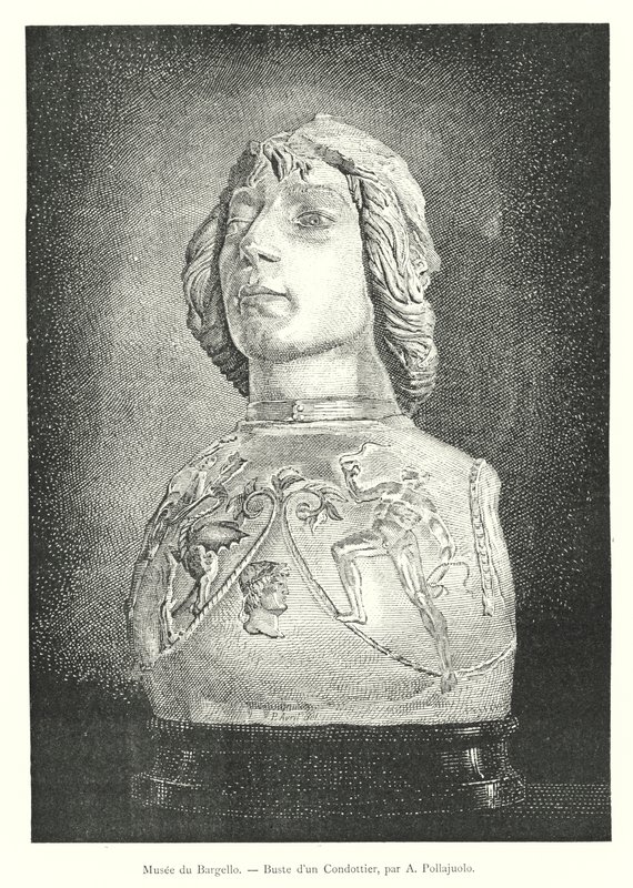 Bargello Museum, Bust of a Condottiere, by A. Pollaiuolo (engraving) by Italian School