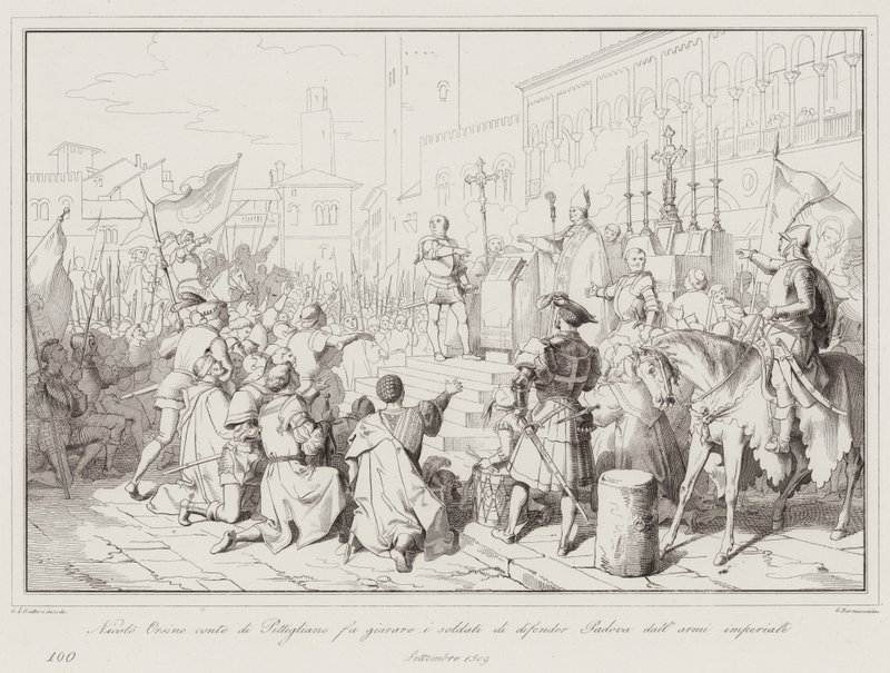 Nicolo Orsino, Count of Pitigliano, Swears Soldiers to Defend Padua from Imperial Arms by Italian School