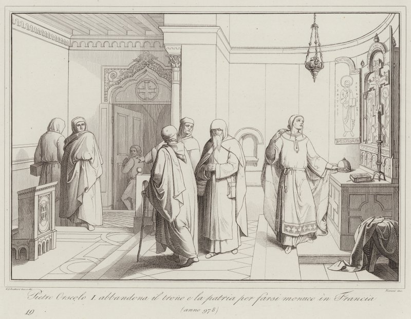 Pietro Orseolo I abandons the throne and the homeland to become a monk in France, 978 by Italian School
