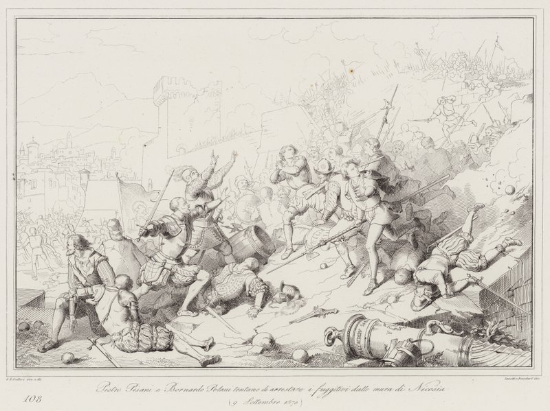Pietro Pisani and Bernardo Polani Attempt to Arrest the Fugitives from the Walls of Nicosia by Italian School