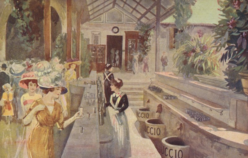 Postcard Depicting Women at the Bar of Tettuccio, Bagni di Montecatini by Italian School