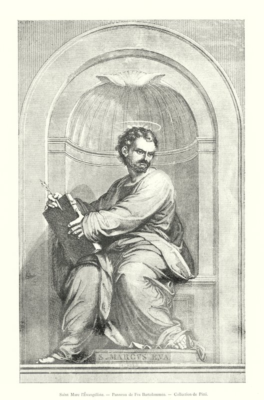 Saint Mark the Evangelist, Panel by Fra Bartolommeo, Pitti Collection (engraving) by Italian School