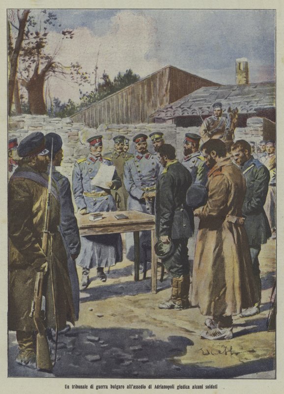 Soldiers being judged by a Bulgarian military tribunal at the Siege of Adrianople, First Balkan War by Italian School