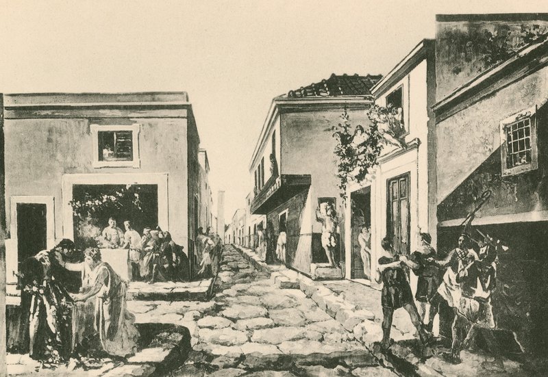 The House of the Pensile Balcony as it was by Italian School