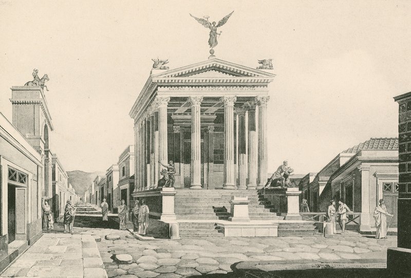 The Temple of Fortune as it was by Italian School