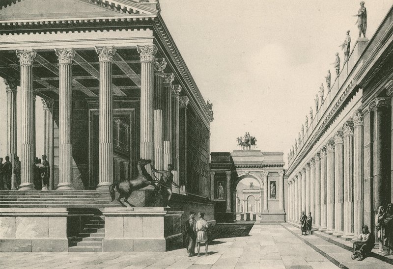 The Temple of Jove and the Arch of Nero as they were by Italian School