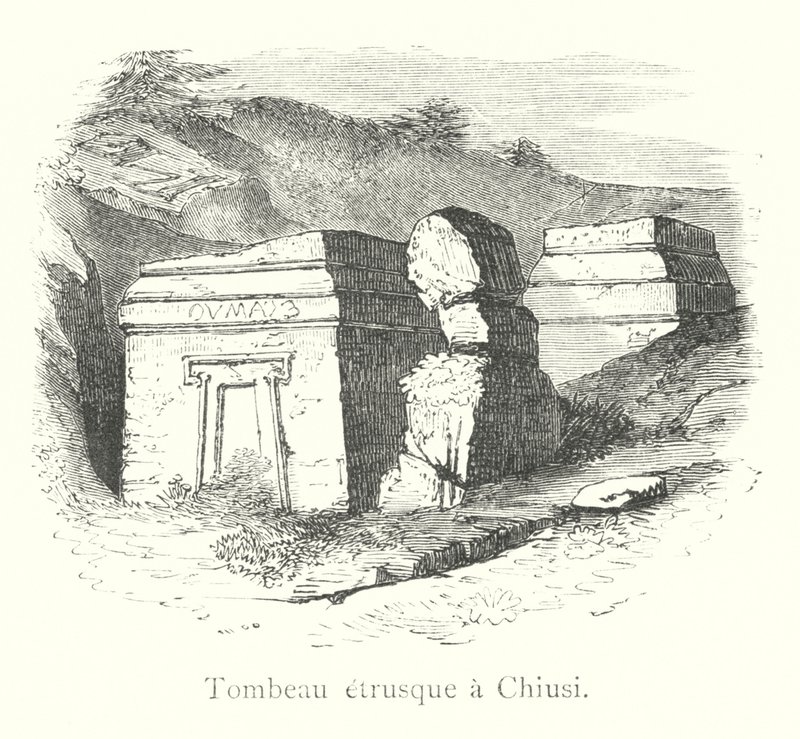 Etruscan Tomb at Chiusi (engraving) by Italian School