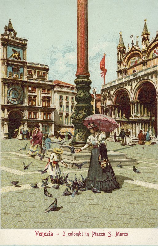 Venice, Italy, Columns in Piazza San Marco by Italian School