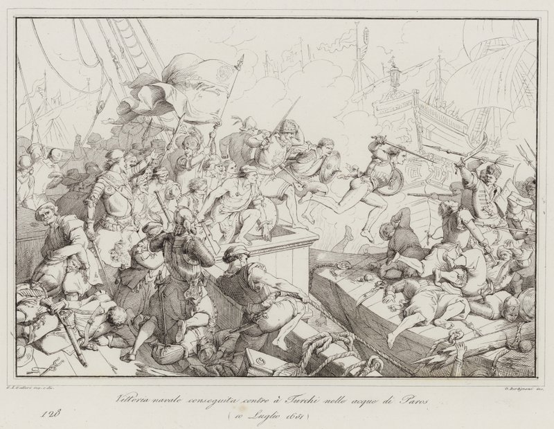 Naval victory against the Turks in the waters of Paros by Italian School