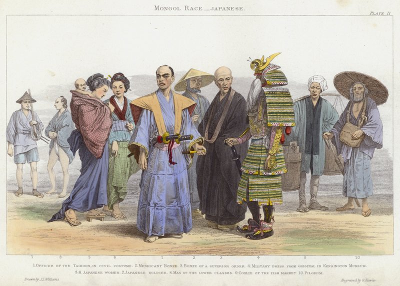 Mongol Race, Japanese (coloured engraving) by J.L. (after) Williams