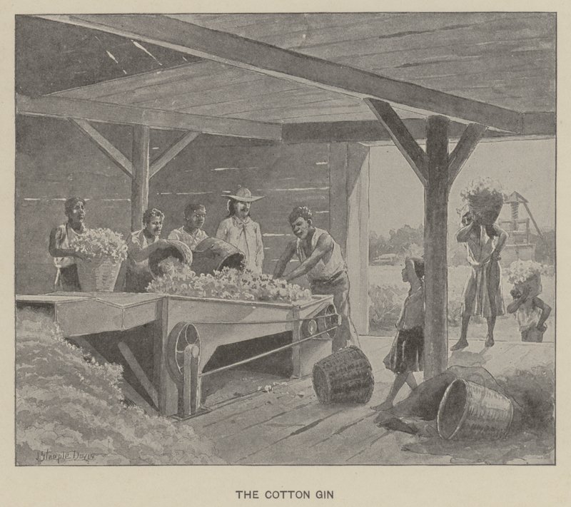 The Cotton Gin (litho) by J. (after) Steeple Davis