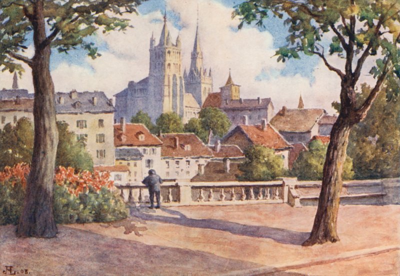 Lausanne Cathedral from Montbenon by J. Hardwicke Lewis