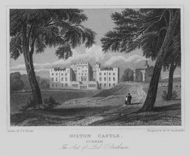 Hilton Castle, Durham, The Seat of Lord Strathmore (engraving) by John Preston Neale