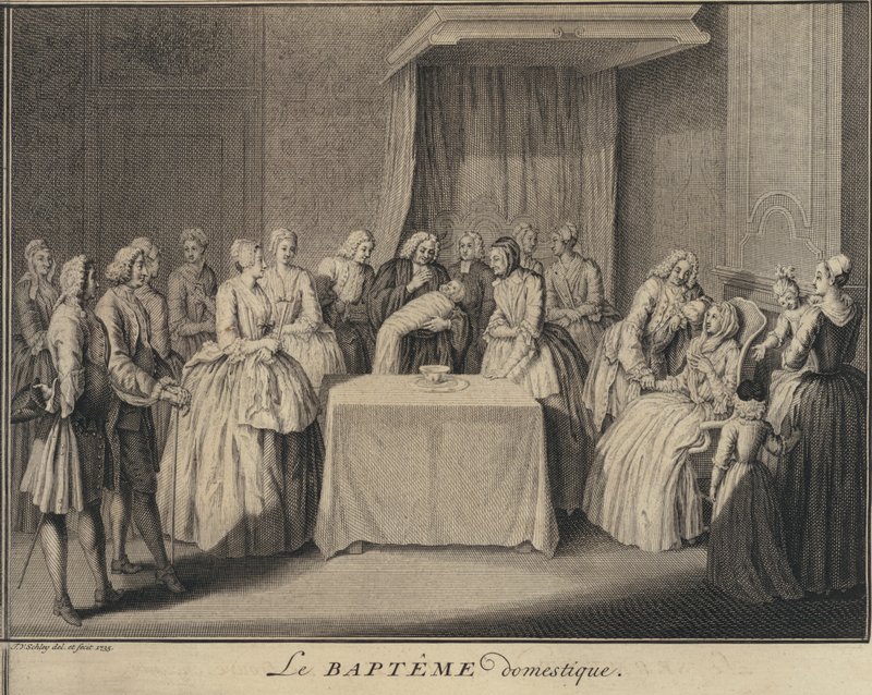 A domestic baptism by Jakob van der Schley