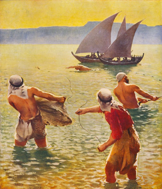 Holy Land: Fishing in the Lake of Galilee by James (after) Clark