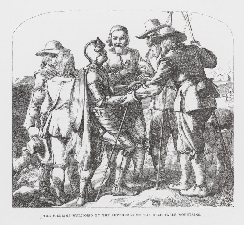 The Pilgrims Welcomed by the Shepherds on the Delectable Mountains by James Dawson Watson
