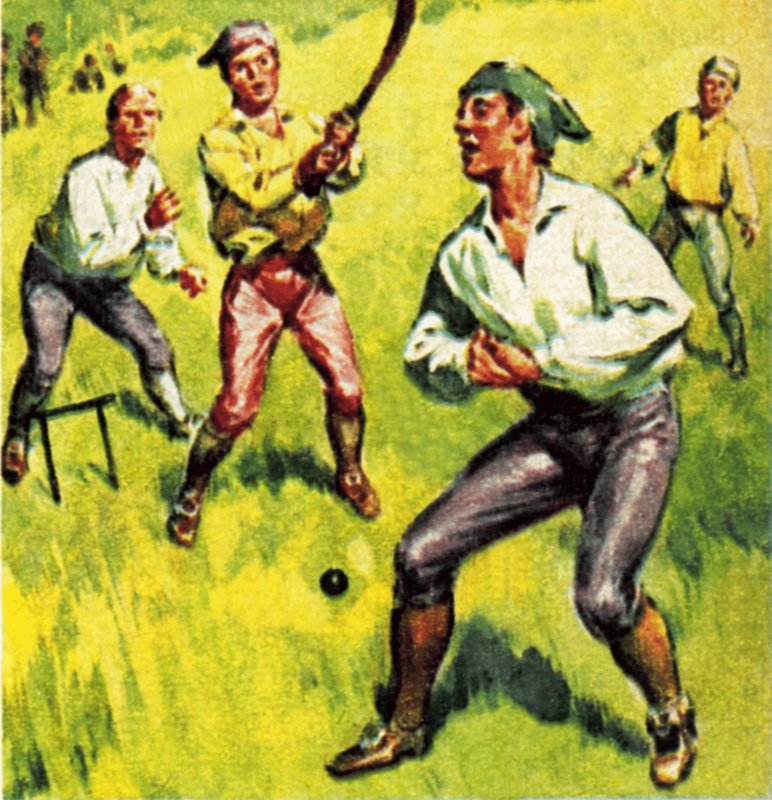 Early cricket with two stumps by James Edwin McConnell