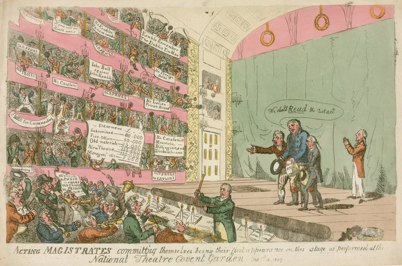 Acting Magistrates Committing Themselves, Being Their First Appearance as Performed at the National Theatre Covent Garden, 1809 by James Gillray