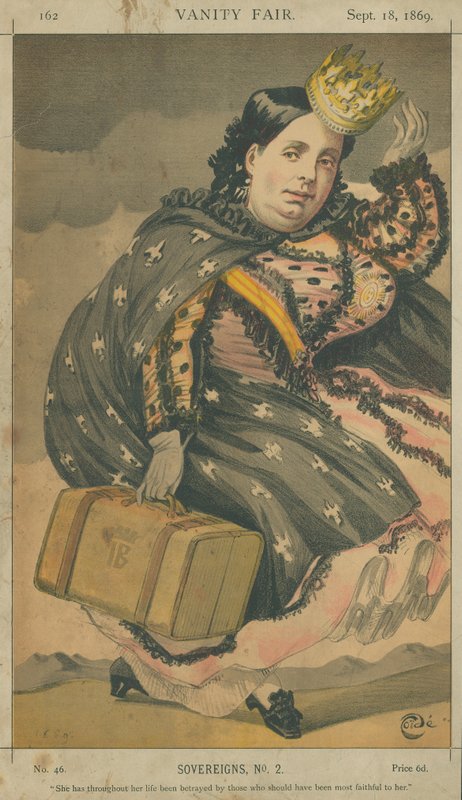 Isabella II, Queen of Spain, Vanity Fair Cartoon by James Jacques Joseph Tissot