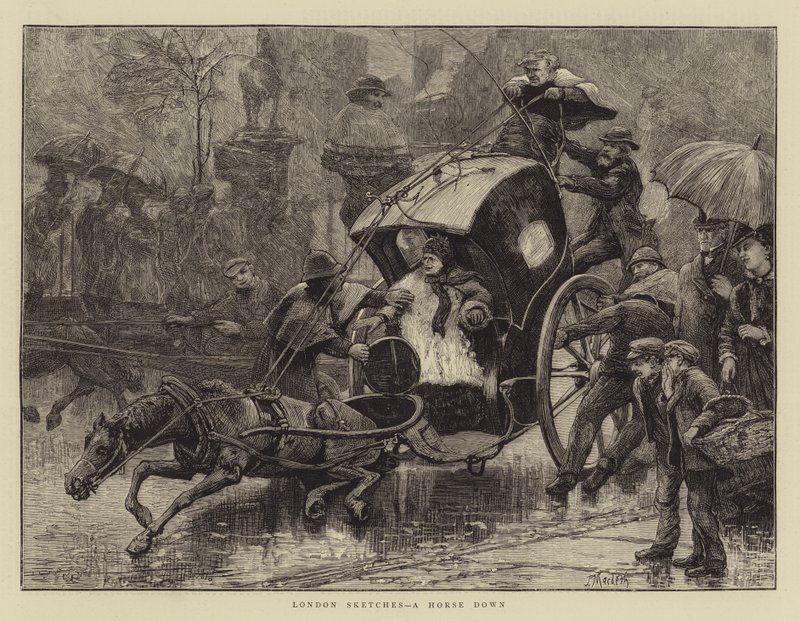 London Sketches, a Horse down by James Macbeth