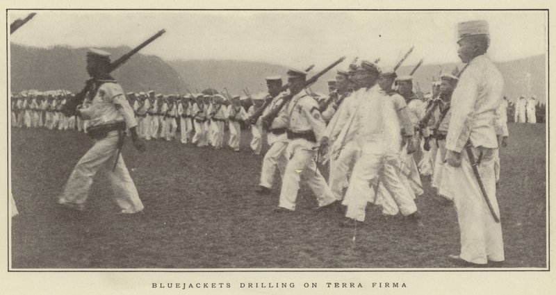 Bluejackets Drilling on Terra Firma by Japanese Photographer
