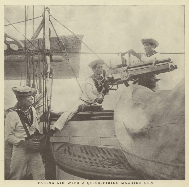 Taking Aim with a Quick-Firing Machine Gun by Japanese Photographer
