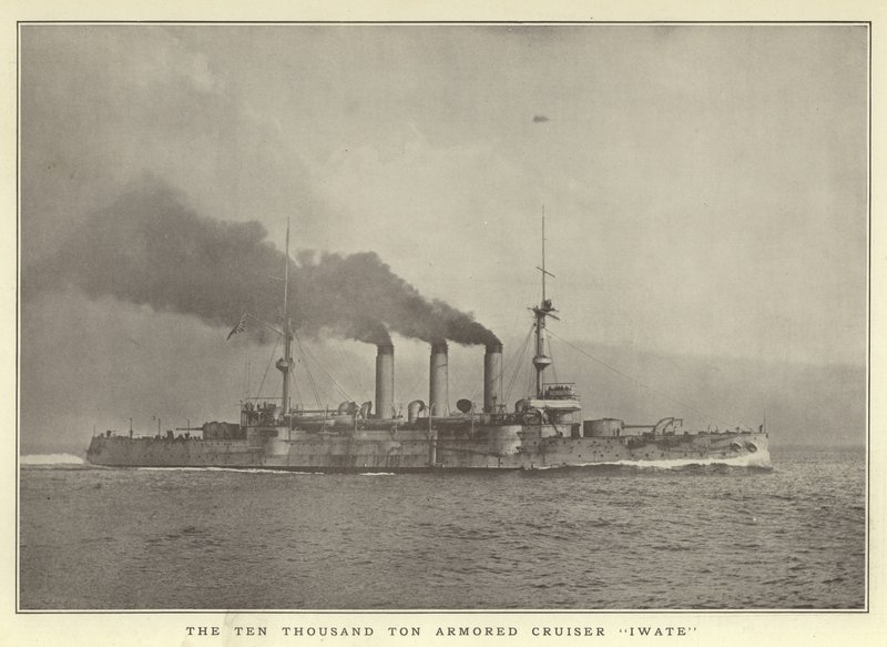 The Ten Thousand Ton Armored Cruiser Iwate by Japanese Photographer