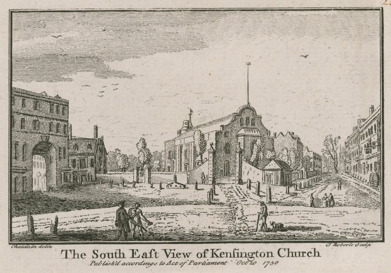 The South East View of Kensington Church by Jean Baptiste Claude Chatelain