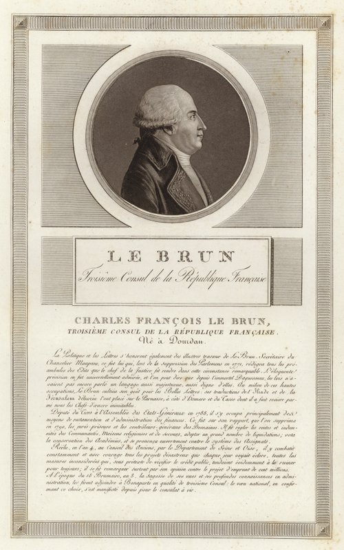 Portrait of Charles-Francois Lebrun, Duke of Plaisance by Jean Duplessi Bertaux