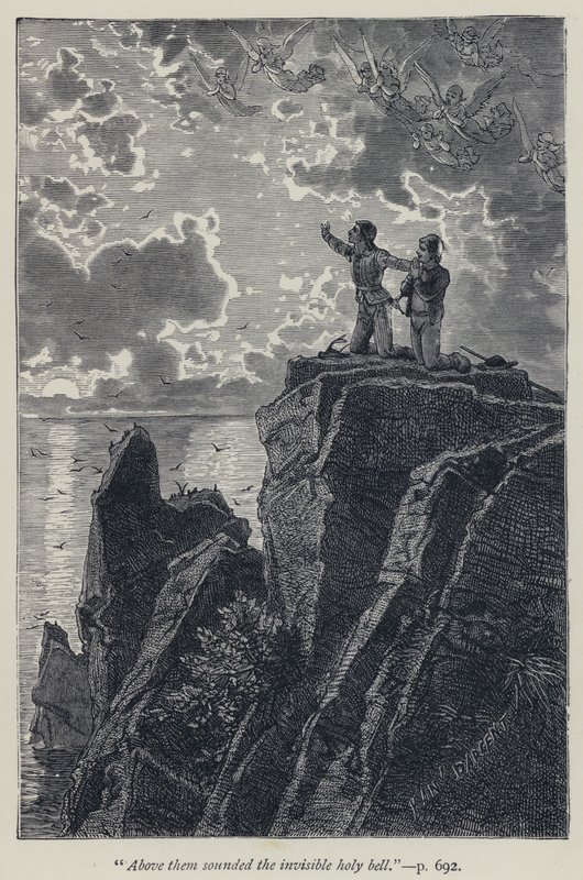 Above them sounded the invisible holy bell (engraving) by Jean Edouard Dargent