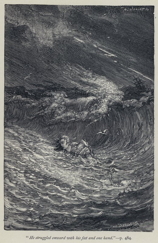 "He struggled onward with his feet and one hand" by Jean Edouard Dargent