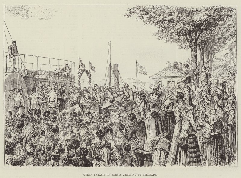 Queen Natalie of Serbia Arriving at Belgrade by Johann Nepomuk Schonberg