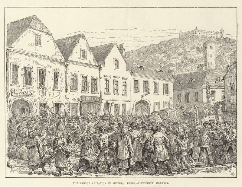 The Labour Agitation at Austria, Riots at Fulneck, Moravia by Johann Nepomuk Schonberg