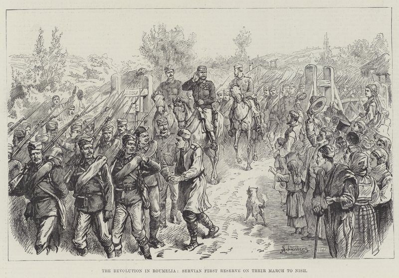 The Revolution in Roumelia, Servian First Reserve on Their March to Nish by Johann Nepomuk Schonberg