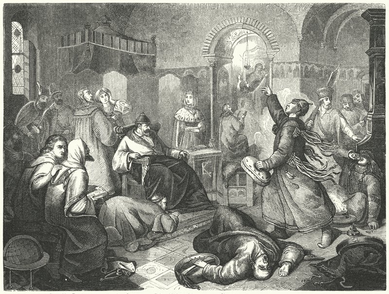 A Finnish sorcerer foretelling the imminent death of Ivan the Terrible by Johann Karl Baehr