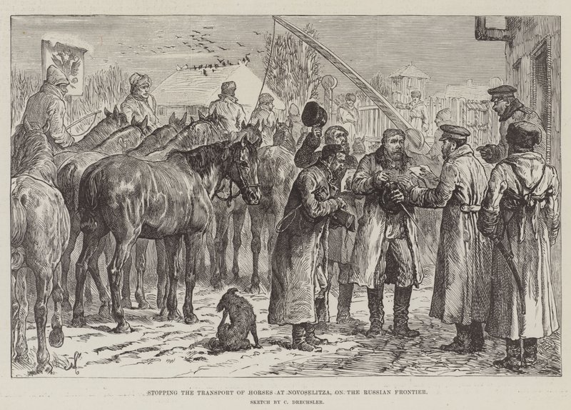 Stopping the Transport of Horses at Novoselitza, on the Russian Frontier by Johann Nepomuk Schonberg