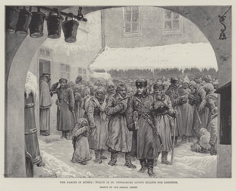 The Famine in Russia, Police in St Petersburg giving Billets for Lodgings by Johann Nepomuk Schonberg