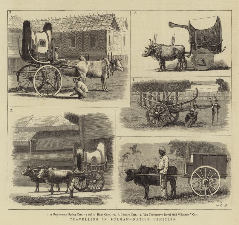 Travelling in Burmah, Native Vehicles by John Charles Dollman